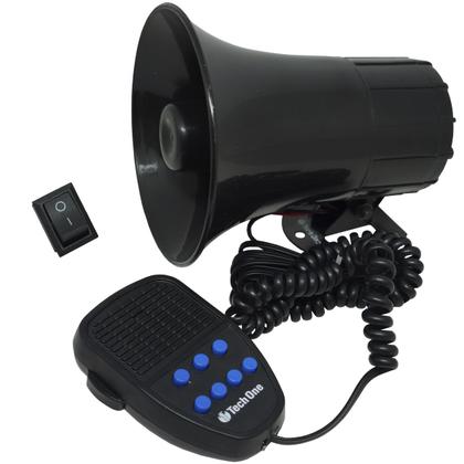 Imagem de Sirene 12V Tech One 7 Tons Microfone Megafone Buzina Policia Militar Tipo Rontan Bombeiro Carro Moto