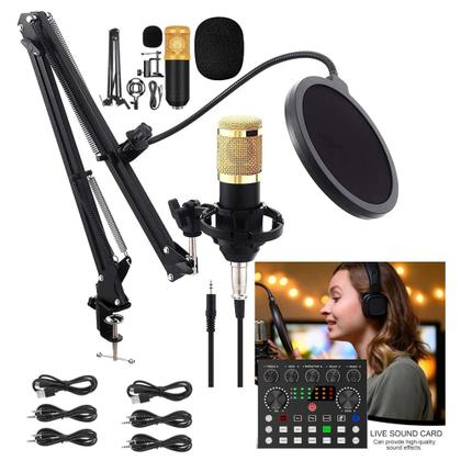Imagem de Sistema de Audio Podcast Live V8S Cast Webcast Com 2 Microfones Condensador 