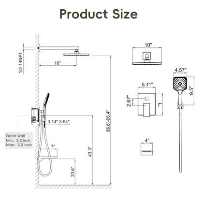 Imagem de Sistema de chuveiro Gabrylly com bico de banheira com chuveiro de chuva de 10"
