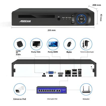 Imagem de Sistema de Gravação de Vídeo 4K NVR - 16CH/32CH com Detecção Facial AI, Onvif e H.265