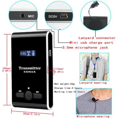 Imagem de Sistema de guia turístico sem fio EXMAX ATG-100T, alcance de 110V 20-30m