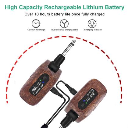 Imagem de Sistema de Guitarra Sem Fio AKLOT 2.4GHz - Transmissor e Receptor