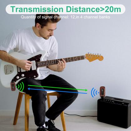 Imagem de Sistema de Guitarra Sem Fio AKLOT 2.4GHz - Transmissor e Receptor