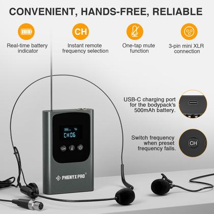 Imagem de Sistema de microfone sem fio Phenyx Pro PDP-2-1H1B com microfone