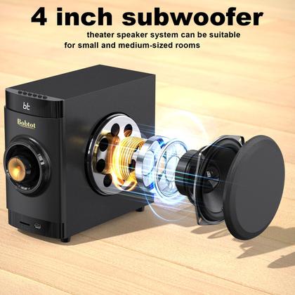 Som 4 Polegadas Sistema de Som Surround Bobtot - Home Theater com Subwoofer de 4 ...