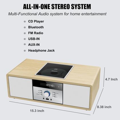 Imagem de Sistema estéreo Bluetooth WIITHINK Vintage Wooden com leitor de CD