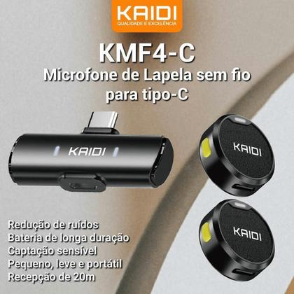 Imagem de Sistema Microfone Duplo Kaidi Kmf4-C Wireless Usb-C