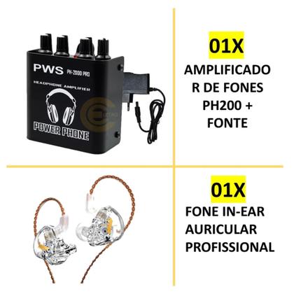 Imagem de Sistema Retorno De Palco In Ear Com Com Fio Amplificador Fone Profissional KZ Acustic EDX PRO