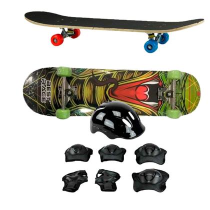 Skate Colorido Com Kit De Proteção BBR Toys Infantil Brinquedo Esportes Radicais Aventura Imagem de Skate Colorido Com Kit De Proteção BBR Toys Infantil Brinquedo Esportes Radicais Aventura