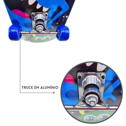 Imagem de Skate Infantil Montado Com Lixa 7 Lâminas Brinquedo Radical