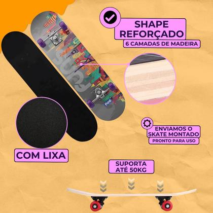 Imagem de Skate Infantil Montado Semi Profissional Criança Menino Menina