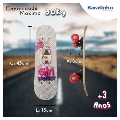 Imagem de Skate Infantil Radical Iniciante Sk8 Turma Do Skate 43 Cm