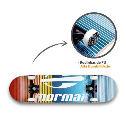 Imagem de Skate Montado Completo Profissional Azul Vermelho Amarelo Abec 5 Shape De 7 Lâminas - Mormaii