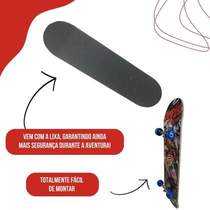 Imagem de Skate Semi-Profissional Completo C/ Lixa Super Resistente E Reforçado Até 70kg