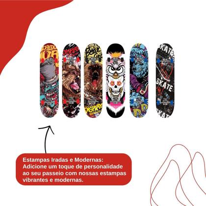 Imagem de Skate Semi-Profissional Completo C/ Lixa Super Resistente E Reforçado Até 70kg