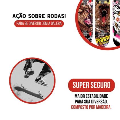 Imagem de Skate Semi-Profissional Completo C/ Lixa Super Resistente E Reforçado Até 70kg