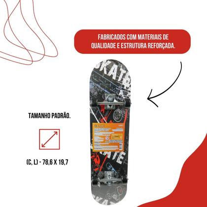 Imagem de Skate Semi-Profissional Completo C/ Lixa Super Resistente E Reforçado Até 70kg
