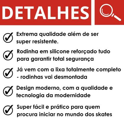 Imagem de Skate Semi-Profissional Completo C/ Lixa Super Resistente E Reforçado Até 70kg