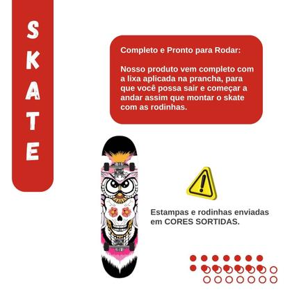 Imagem de Skate Semi-Profissional Completo C/ Lixa Super Resistente E Reforçado Até 70kg