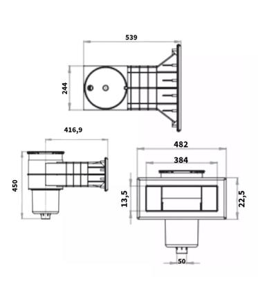 Imagem de Skimmer para piscina boca larga longo 5,0m/h veico