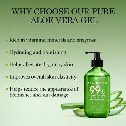 Imagem de Skincare Aloderma Aloderma AloVera Gel 99% orgânico 520 ml para alívio de queimaduras solares