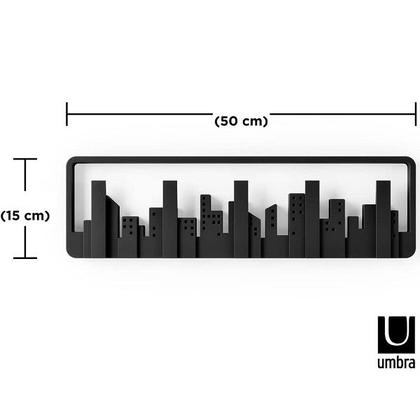 Imagem de Skyline CABIDEIROS/GANCHOS de Parede Preto UMBRA Cidade