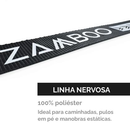 Imagem de Slackline Zamboo Kit StartLine 15m Preto Com Catraca Reforçada Suporta 3 Ton Desenvolve Equilíbrio Coordenação