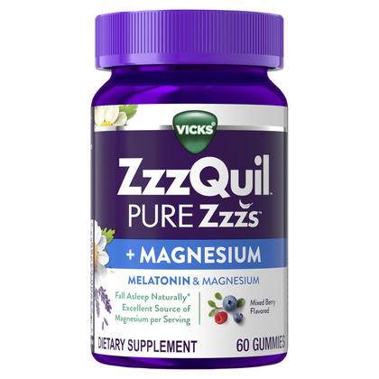 Imagem de Sleep Aid Vicks ZzzQuil Pure Zzzs+ Magnesium 60 Gomas