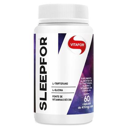 Imagem de Sleepfor L-Triptofano, Glicina, Vitamina B3 e B6 470mg Vitafor 60 Cápsulas