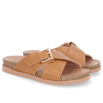 Imagem de Slide Marrom Básico Couro Fivela