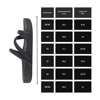 Imagem de Slide Zaxy Bestie Preto com Brilho Fivelas