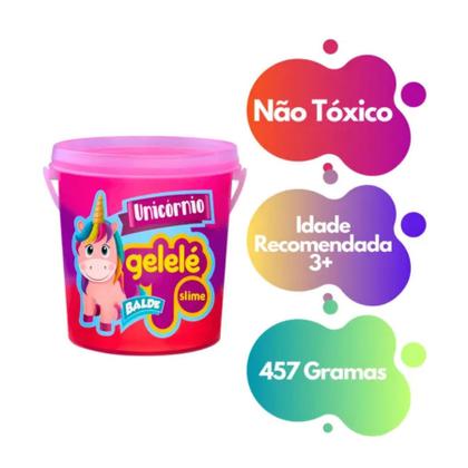 Imagem de Slime Gelelé Unicórnio Balde De 457g c/3  Cores Diferentes  