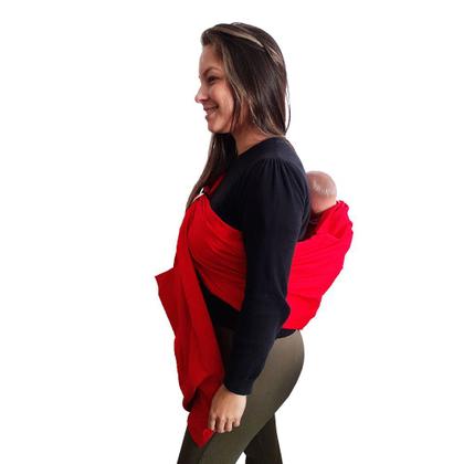 Imagem de Sling De Argola Canguru Com Bolso Carregador De Bebe Proteção Bebe Vermelho