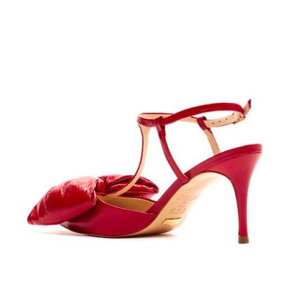 Imagem de Slingback Couro Vermelho Salto Médio Cecconello 2399007-1