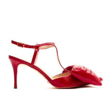 Imagem de Slingback Couro Vermelho Salto Médio Cecconello 2399007-1