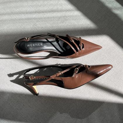 Imagem de Slingback Marrom Salto Baixo Elara Werner