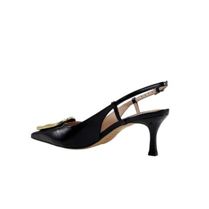 Imagem de Slingback Preto Couro Werner Salto Médio Fino 6,5cm