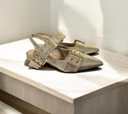 Imagem de Slingback Sapatilha Couro Dourada Bottero 354812