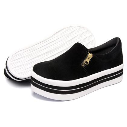 Imagem de Slip On Yate Com Zíper Tenis Feminino Plataforma Sola Alta Macio