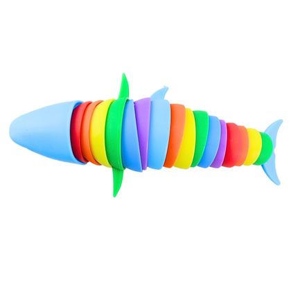 Imagem de Slug Fidget Tubarão 21 Cm, Brinquedo Sensorial Articulado de Descompressão Flexível