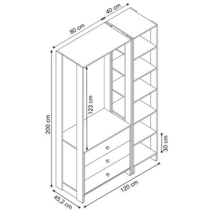Imagem de Smart Closet Yes Com Cabideiro 3 Gavetas e 7 Prateleiras Nova Mobile