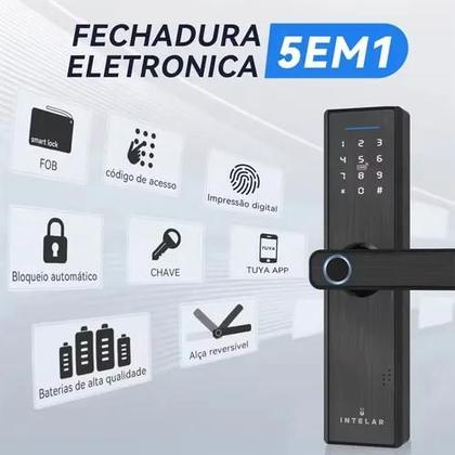 Imagem de Smart Fechadura Biométrica Inteligente Digital Touch Preto