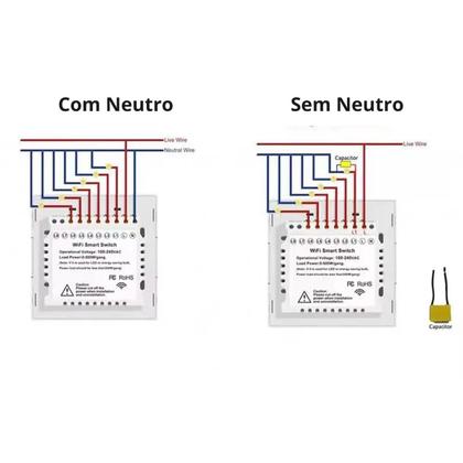 Imagem de Smart Interruptor Inteligente WiFi 4 Canais/Teclas Touch Branco para Automação