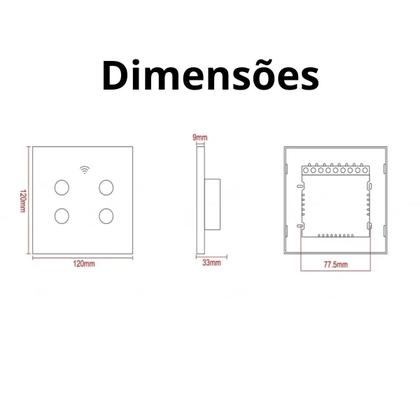 Imagem de Smart Interruptor Inteligente WiFi 4 Canais/Teclas Touch Branco para Automação
