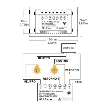 Imagem de Smart Interruptor Inteligente Zigbee 1 Canal/Tecla Touch Branco para Automação