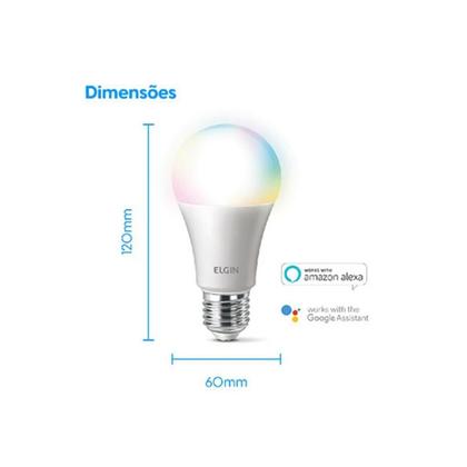 Imagem de Smart Lâmpada Elgin LED Wi-Fi 10W Color Bulbo Com Alexa E Google Home - 48BLEDWIFI00