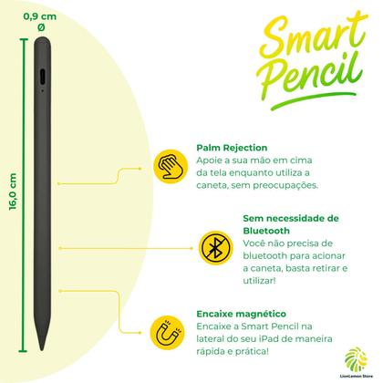 Imagem de Smart Pencil Preta - Caneta Alta Precisão p/ iPad 10 e 11 (modelos a partir de 2018) c/ Palm Rejection