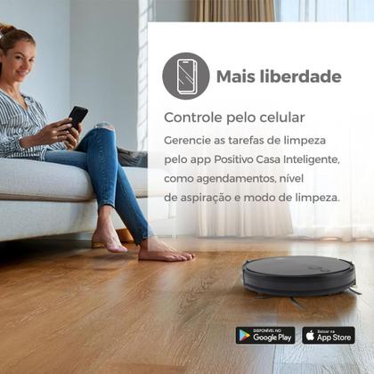 Imagem de Smart Robô Aspirador Wi-Fi PRA600 Positivo Casa Inteligente, Aspira, Passa Pano, Retorna à Base