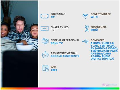Imagem de Smart TV 32" HD LED Semp 32R6610 Wi-Fi 3 HDMI 1 USB