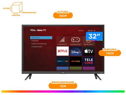 Smart TV 32” HD LED TCL 32RS520 VA - 32RS520 Wi-Fi 3 HDMI 1 USB